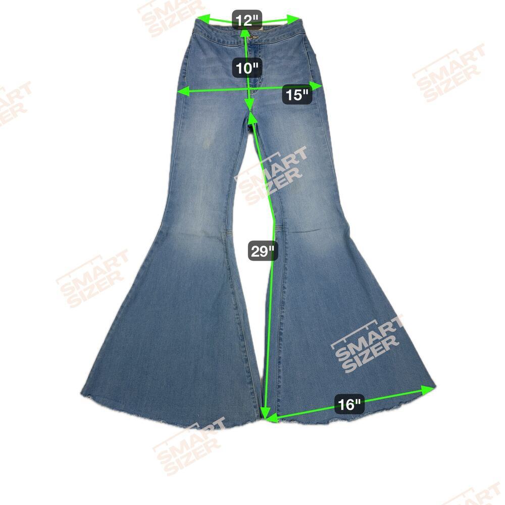 Free People Just Float On Super Flare Mid Rise Jeans Sea Mist Light Wash Size 24 - Picture 3 of 13